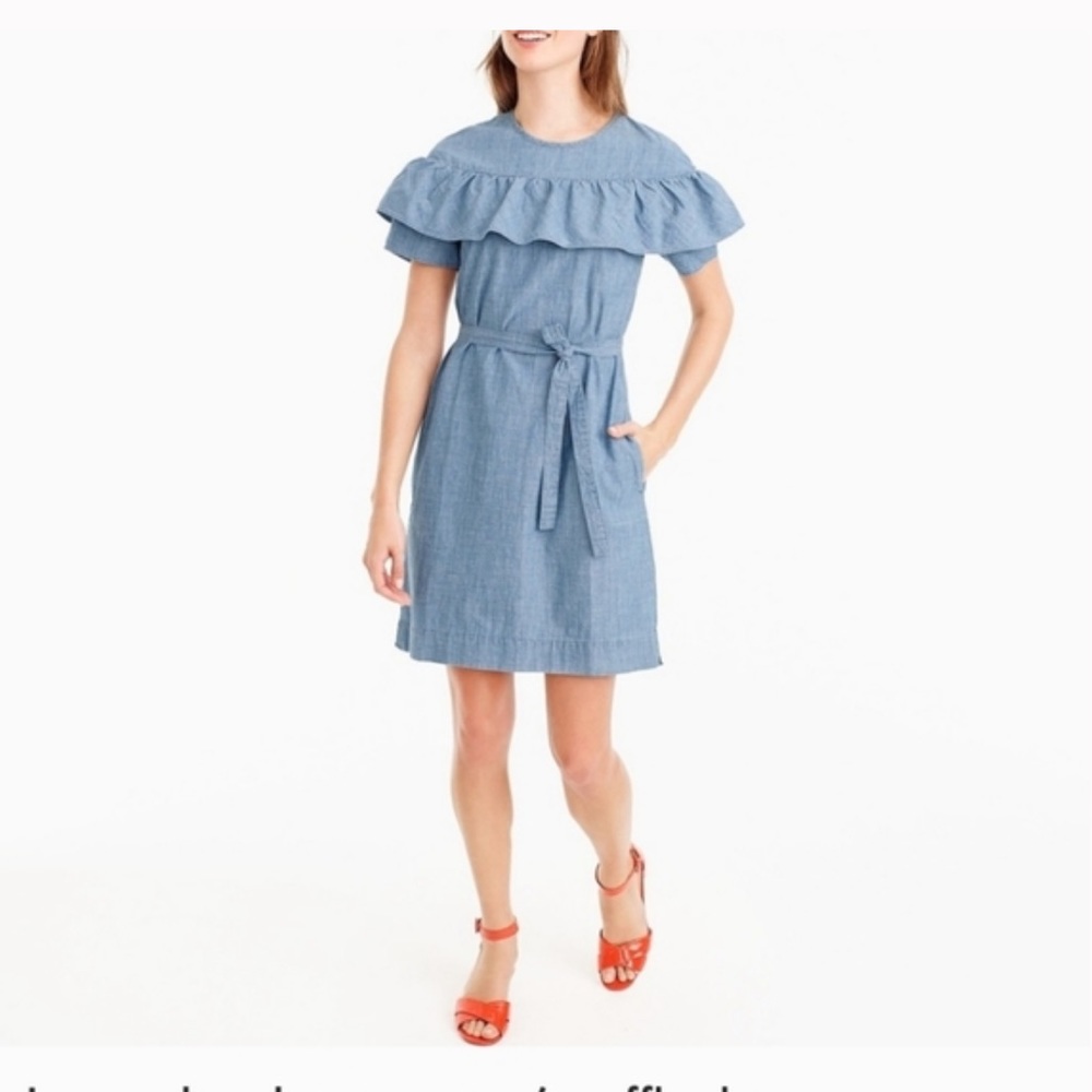 JCrew Chambray Ruffle Dress 12